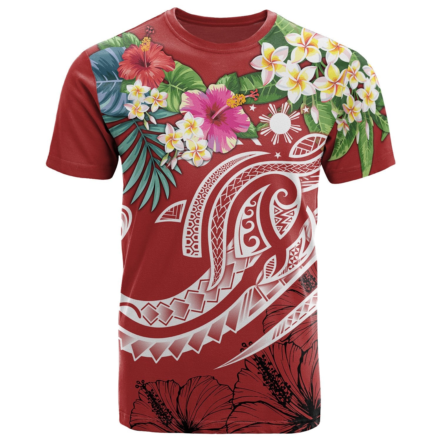 The Philippines T Shirt Summer Plumeria (Red) Unisex Red - Polynesian Pride