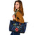 Solomon Islands Polynesian Leather Tote - Blue Turtle Hibiscus Blue - Polynesian Pride