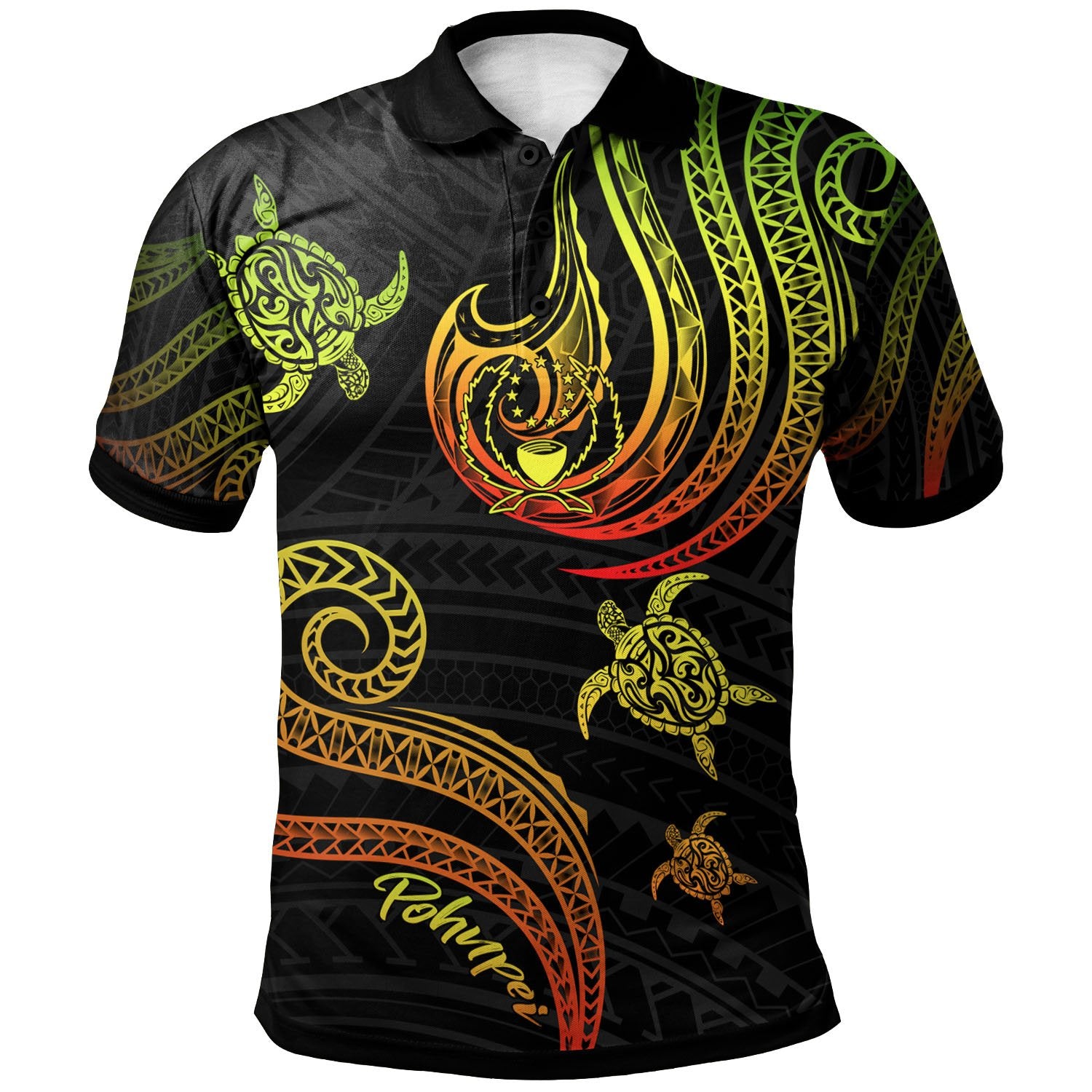 Pohnpei Polo Shirt Polynesian Turtle With Pattern Reggae Unisex Reggae - Polynesian Pride