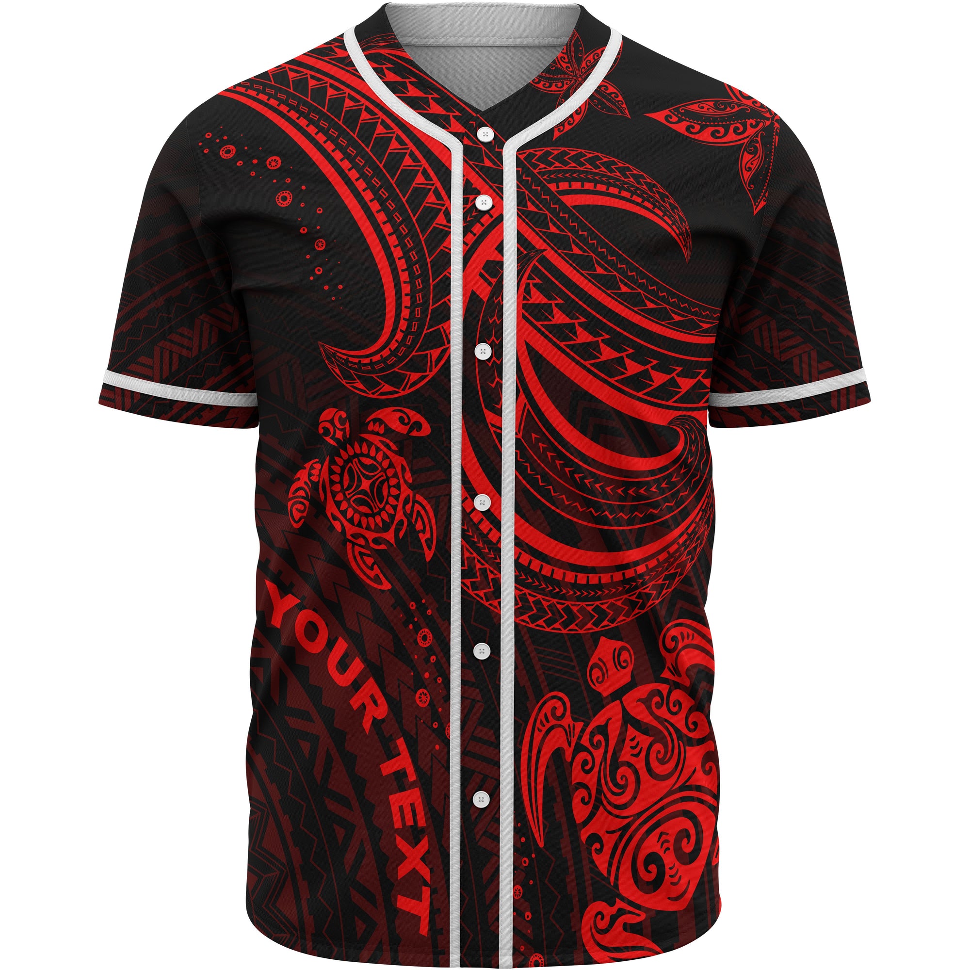 Polynesian Custom Personalised Baseball Shirt - Red Turtle Unisex Red - Polynesian Pride