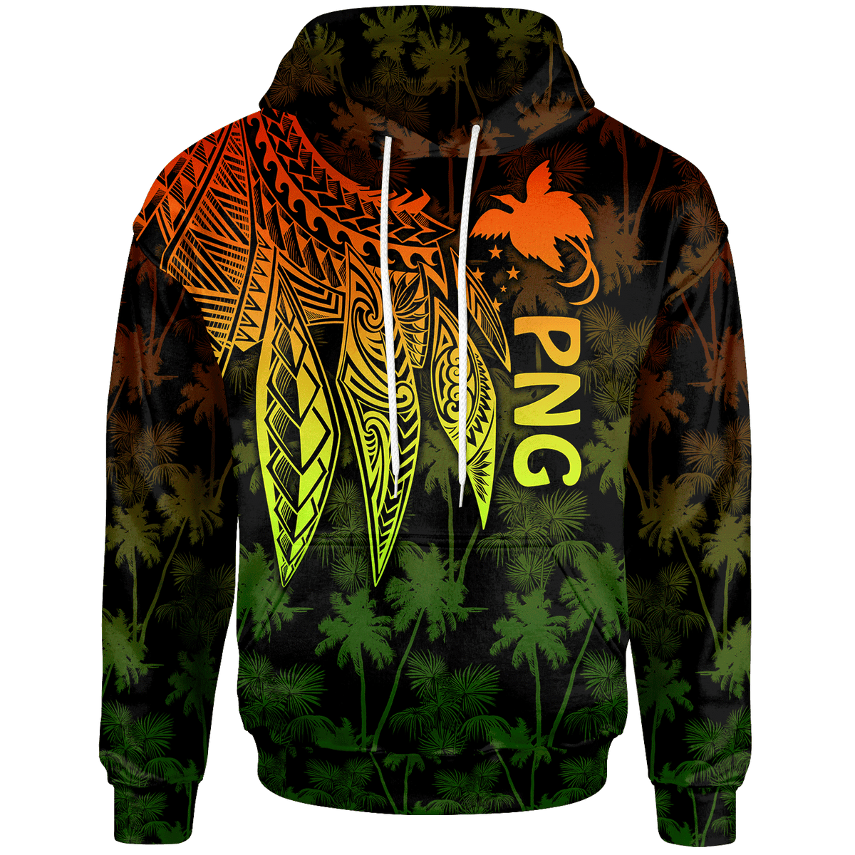Papua New Guinea Hoodie Polynesian Wings (Reggae) Unisex Reggae - Polynesian Pride