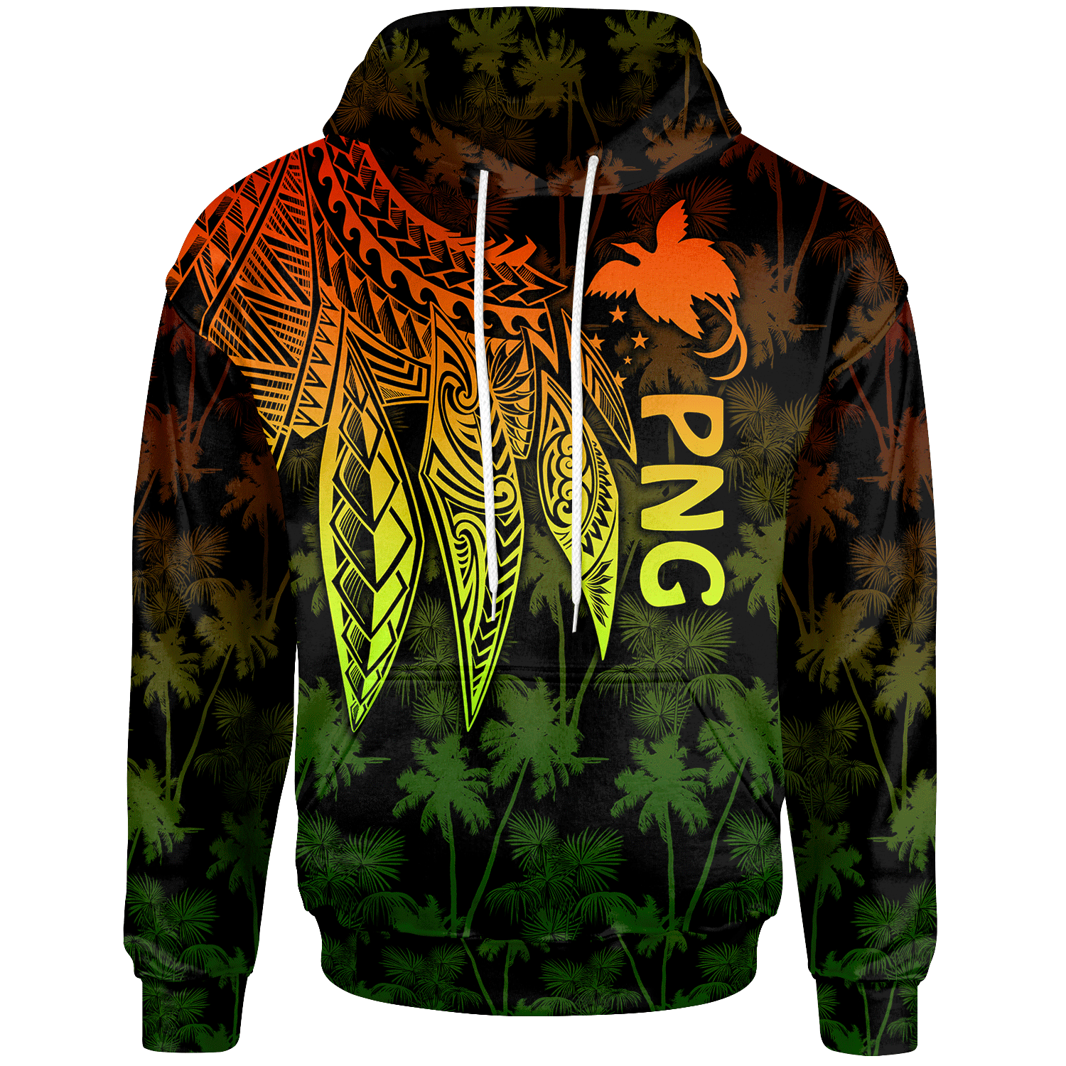 Papua New Guinea Hoodie Polynesian Wings (Reggae) Unisex Reggae - Polynesian Pride