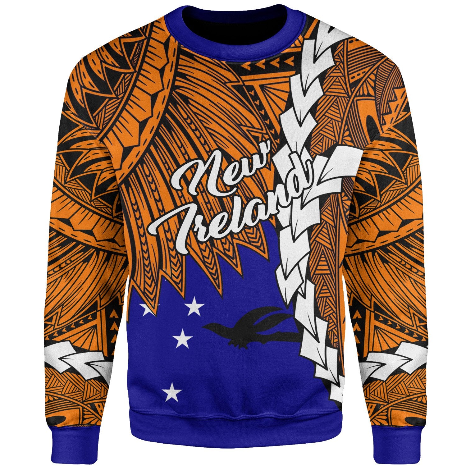 Papua New Guinea New Ireland Province Polynesian Sweater - Tribal Wave Tattoo Unisex Blue - Polynesian Pride