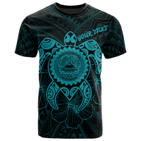 American Samoa Polynesian Custom T Shirt Vintage Polynesian Turtle (Turquoise) - Polynesian Pride
