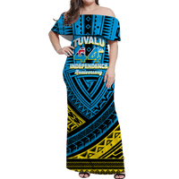 Tuvalu Matching Dress and Hawaiian Shirt 44th Independence Anniversary Tribal Pattern LT12 - Polynesian Pride