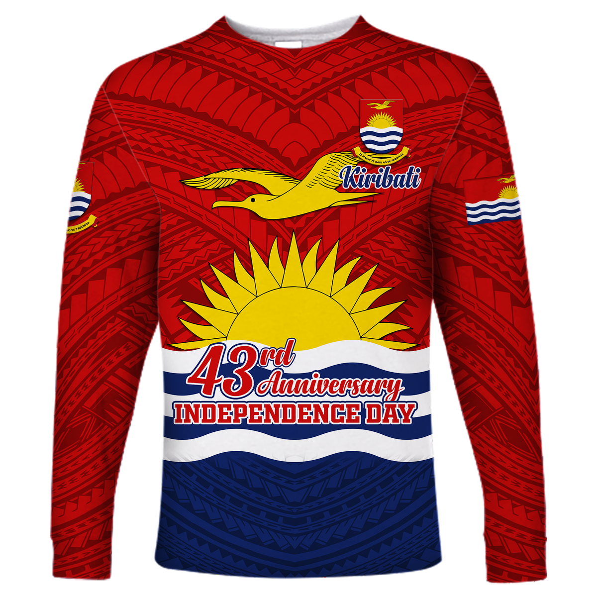 Custom Kiribati 43rd Independence Celebrations Long Sleeve Shirt - LT12 Unisex Blue - Polynesian Pride