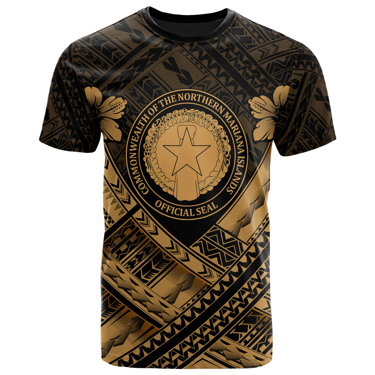 Northern Mariana IslandsT Shirts CNMI Seal Camisole Hibiscus Style (Gold) Unisex Art - Polynesian Pride