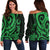 Pohnpei Women's Off Shoulder Sweater - Green Tentacle Turtle Green - Polynesian Pride