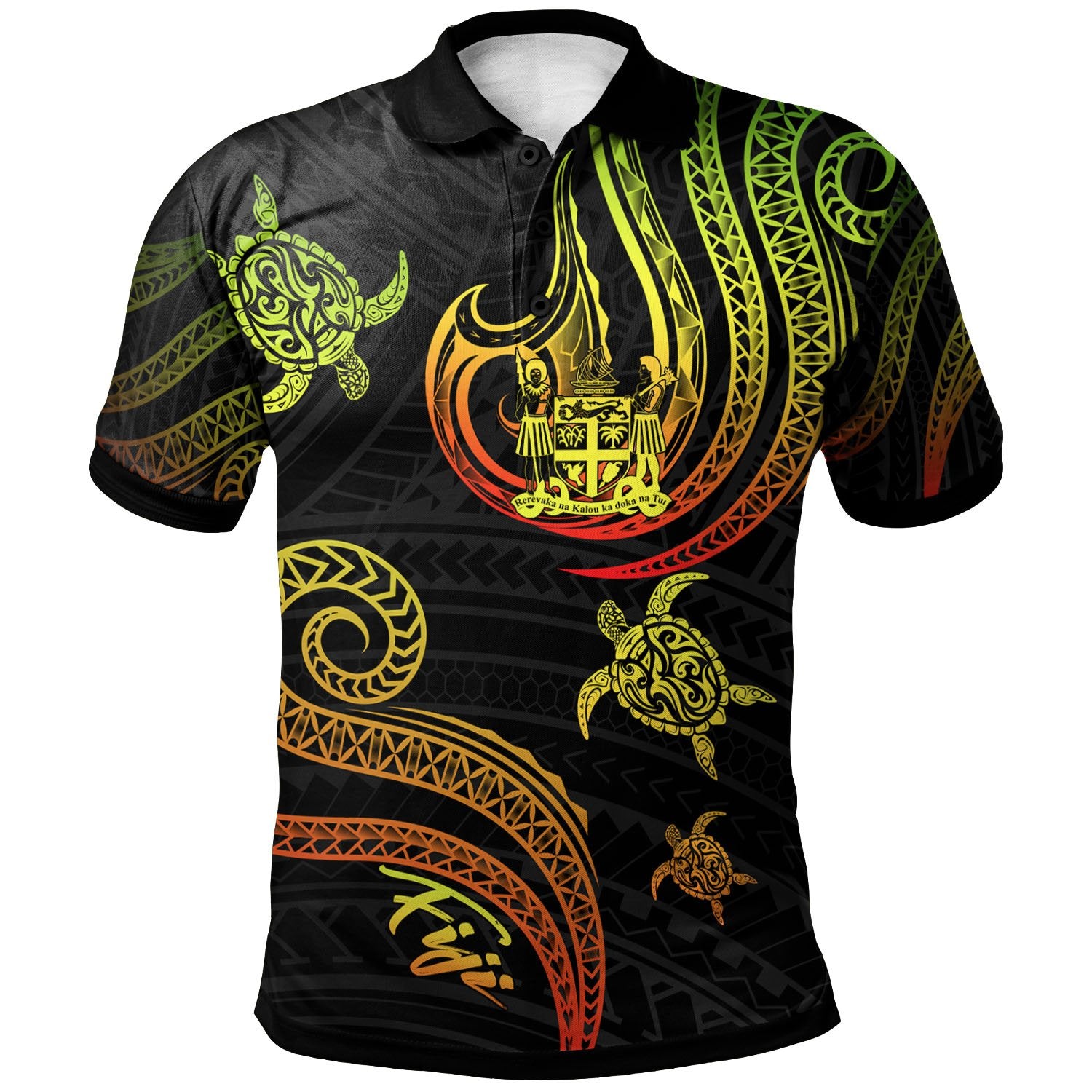 Fiji Polo Shirt Polynesian Turtle With Pattern Reggae Unisex Reggae - Polynesian Pride