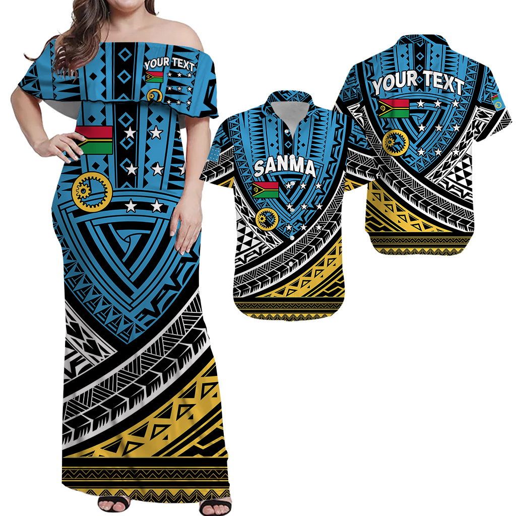 Custom Matching Hawaiian Shirt and Dress Vanuatu Sanma Province Tribal Pattern LT12 Blue - Polynesian Pride
