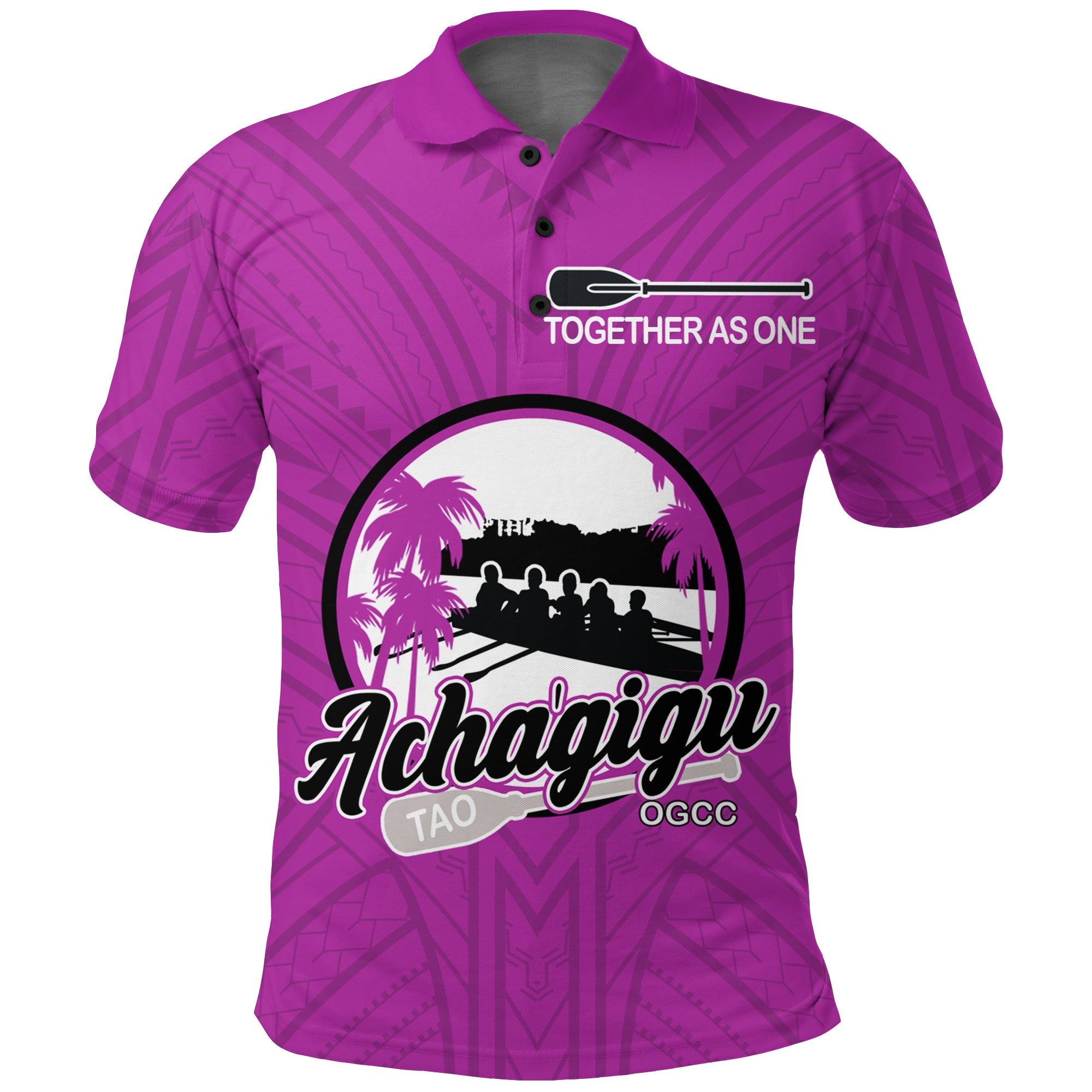 Achagigu Guam Canoe Club Polo Shirt LT12 Unisex Pink - Polynesian Pride