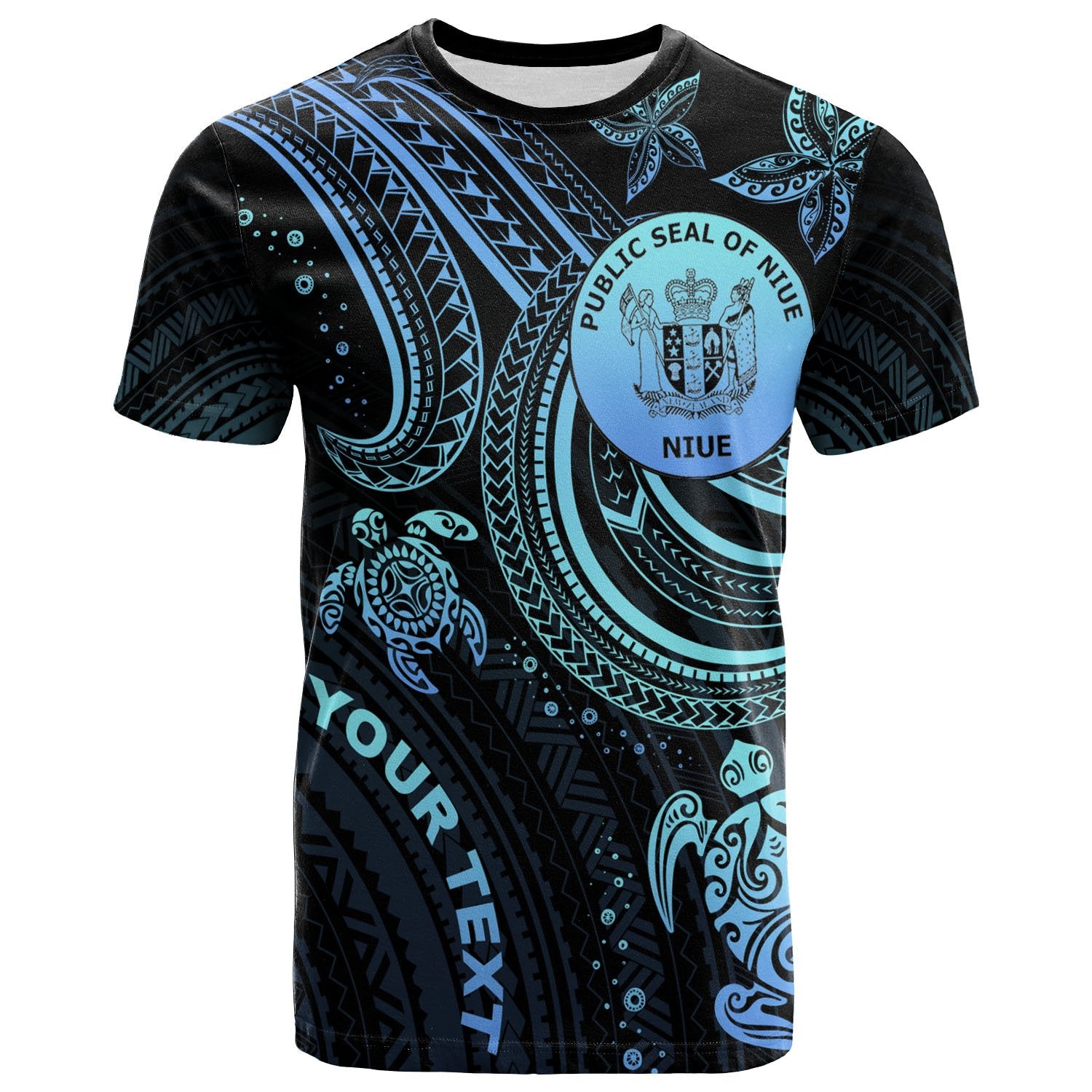 Niue Custom T shirt Blue Turtle Unisex Blue - Polynesian Pride