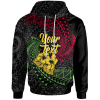 Vanuatu Custom Hoodie Flag Spiral Pattern Hibiscus Unisex BLACK - Polynesian Pride
