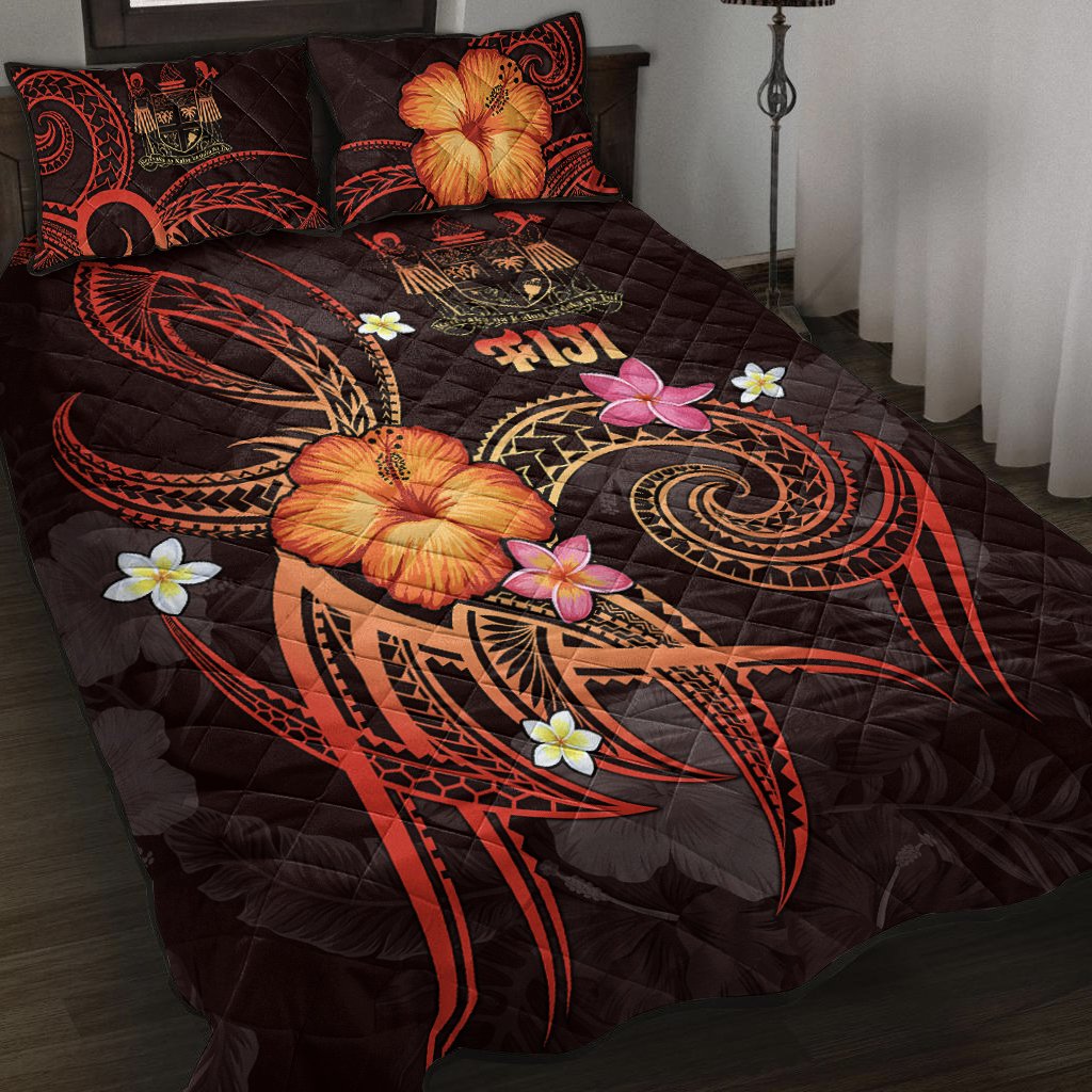 Fiji Polynesian Quilt Bed Set - Legend of Fiji (Red) Black - Polynesian Pride