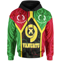 Vanuatu Polynesian Hoodie Vanuatu Flag nd Coat of rms Unisex Black - Polynesian Pride