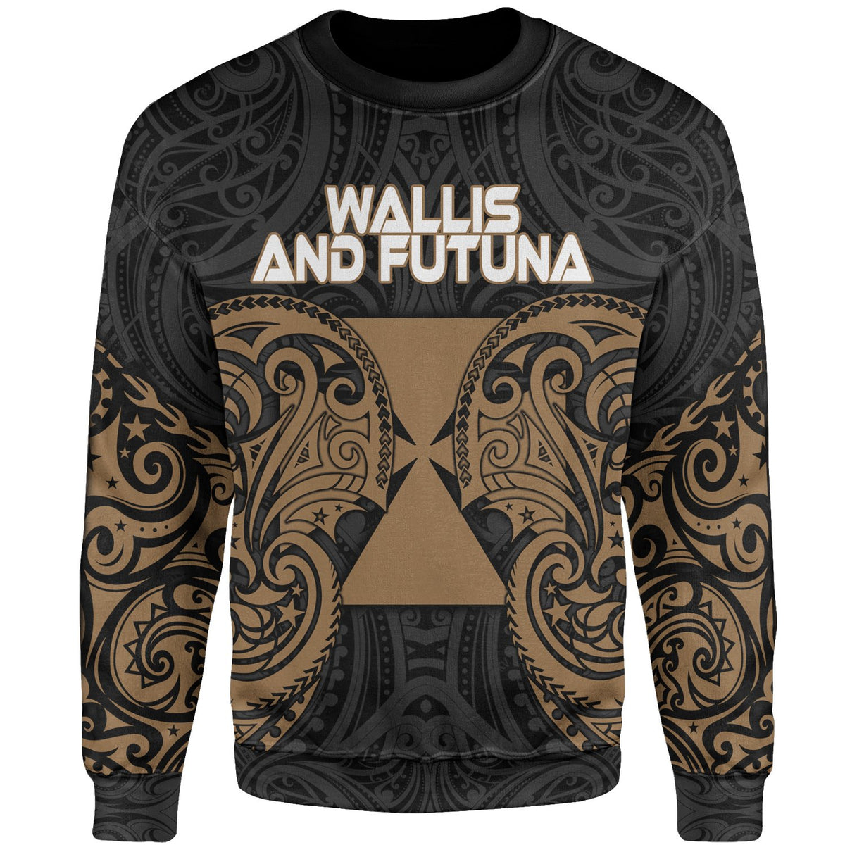 Wallis and futuna Polynesian Sweater - Spirit Style Gold Unisex Gold - Polynesian Pride