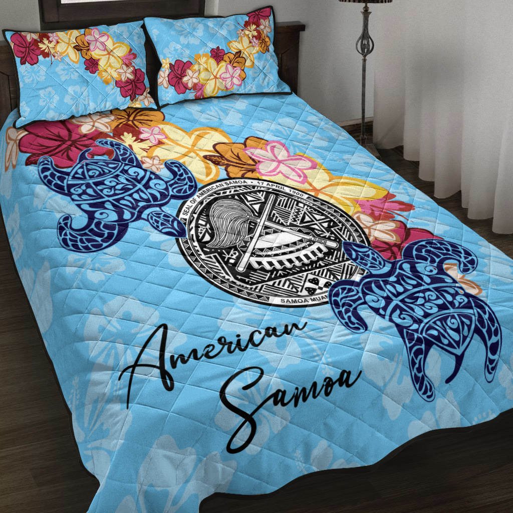 American Samoa Quilt Bed Set - Tropical Style Blue - Polynesian Pride