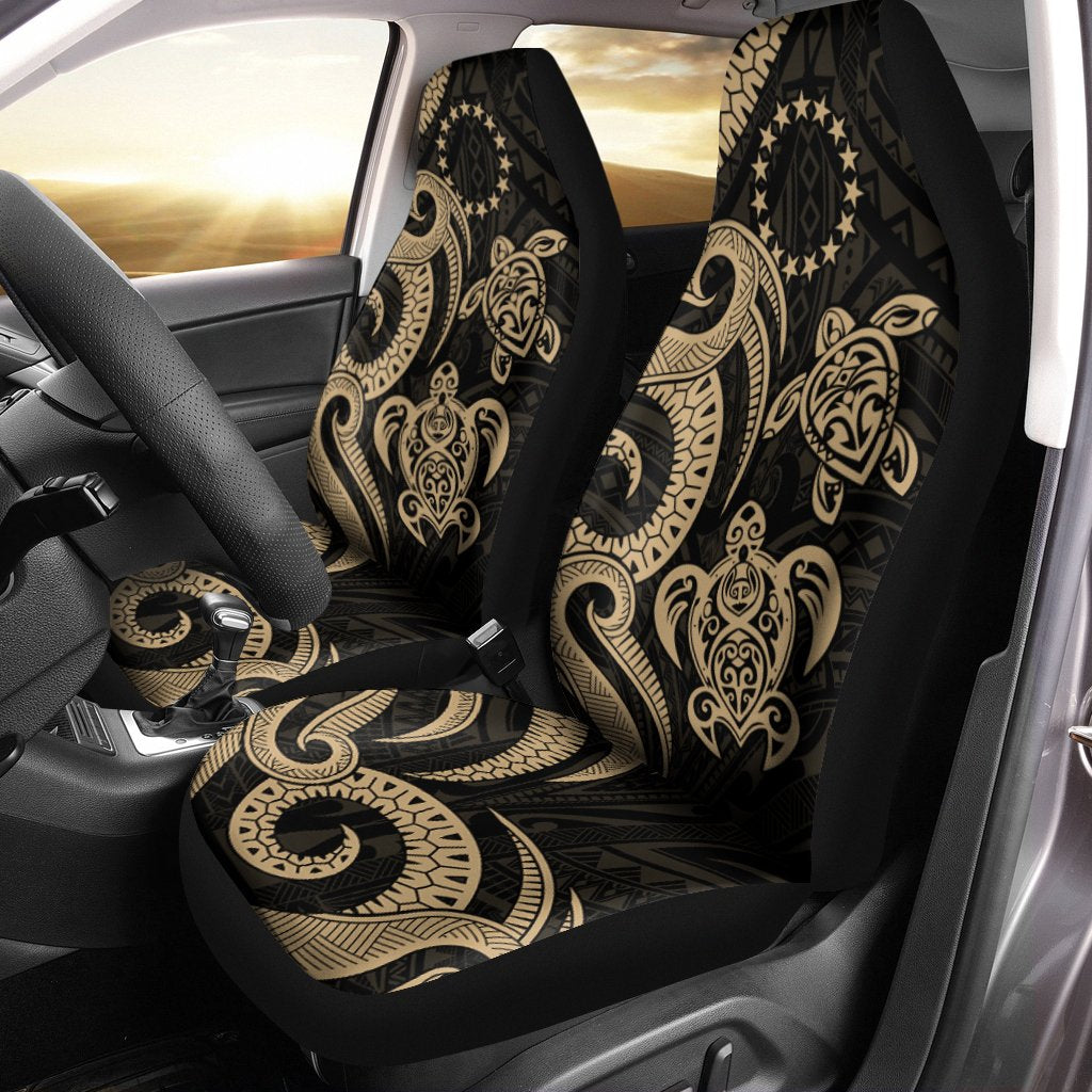 Cook Islands Car Seat Covers - Gold Tentacle Turtle Universal Fit Gold - Polynesian Pride