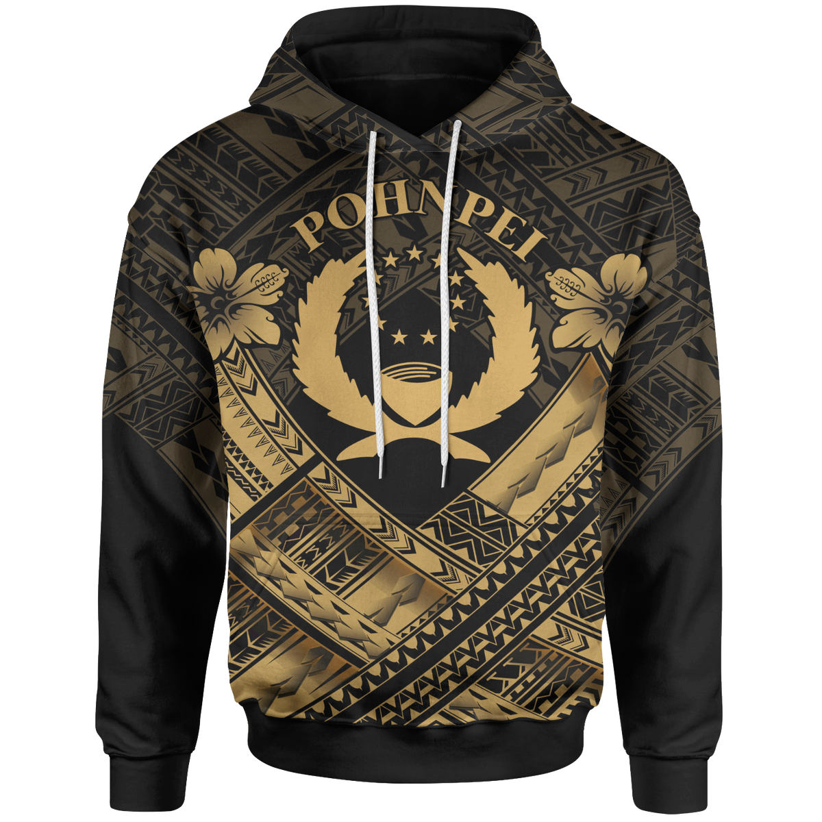 Pohnpei Polynesian Hoodie Pohnpei Gold Seal Camisole Hibiscus Style Unisex Gold - Polynesian Pride