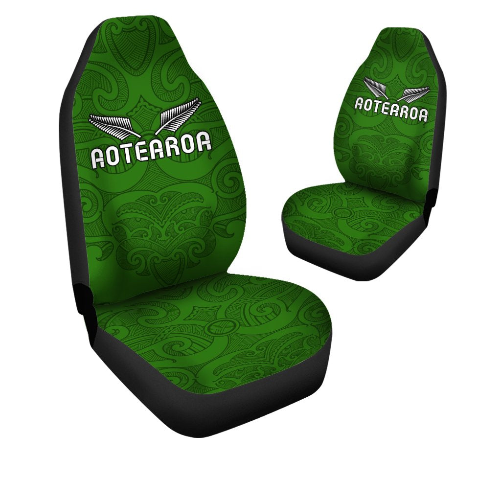 Maori 2021 Car Seat Covers - Green Aotearoa Tattoo LT13 - Polynesian Pride