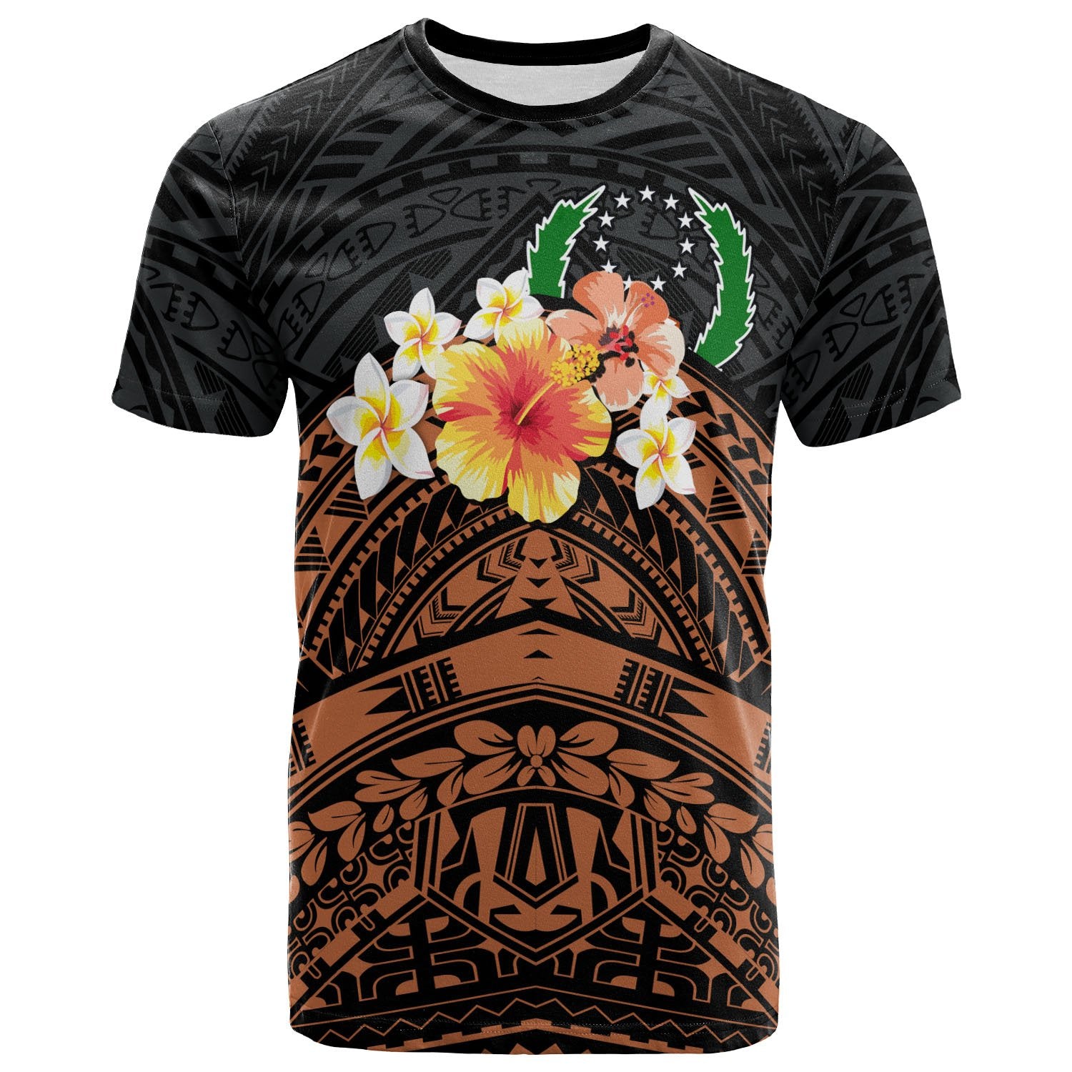 Pohnpei Custom T shirt Tribal Pattern Hibiscus Unisex Black - Polynesian Pride