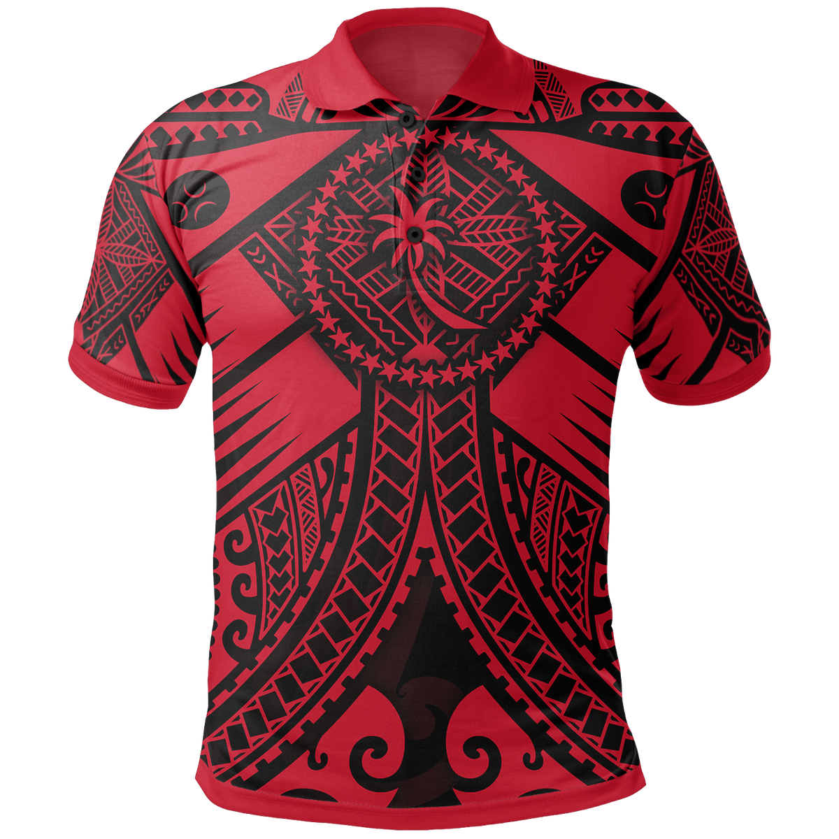 Chuuk Polo Shirt Red Seal with Polynesian Tattoo Unisex Red - Polynesian Pride