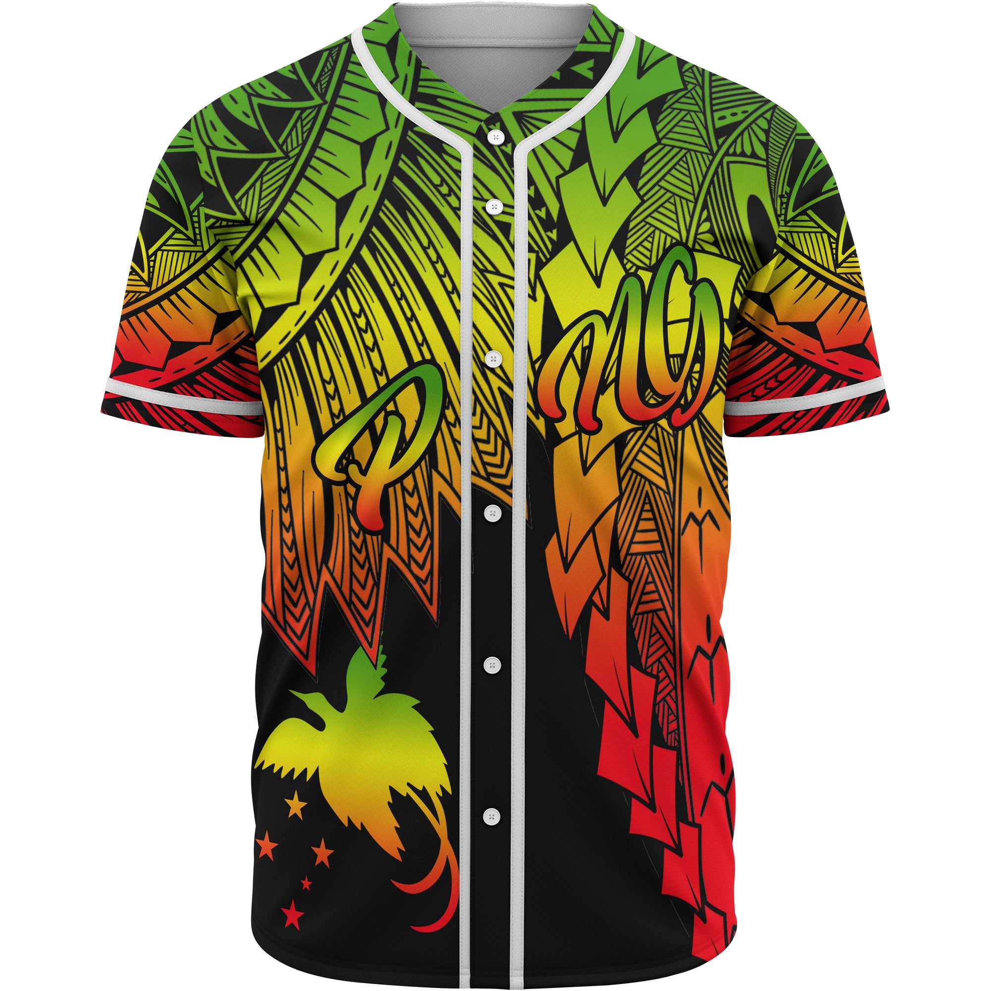 Papua New Guinea Polynesian Baseball Shirt - Tribal Wave Tattoo Reggae Unisex Reggae - Polynesian Pride