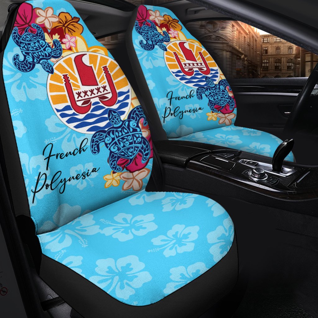 French Polynesia Car Seat Cover - Tropical Style Universal Fit Blue - Polynesian Pride