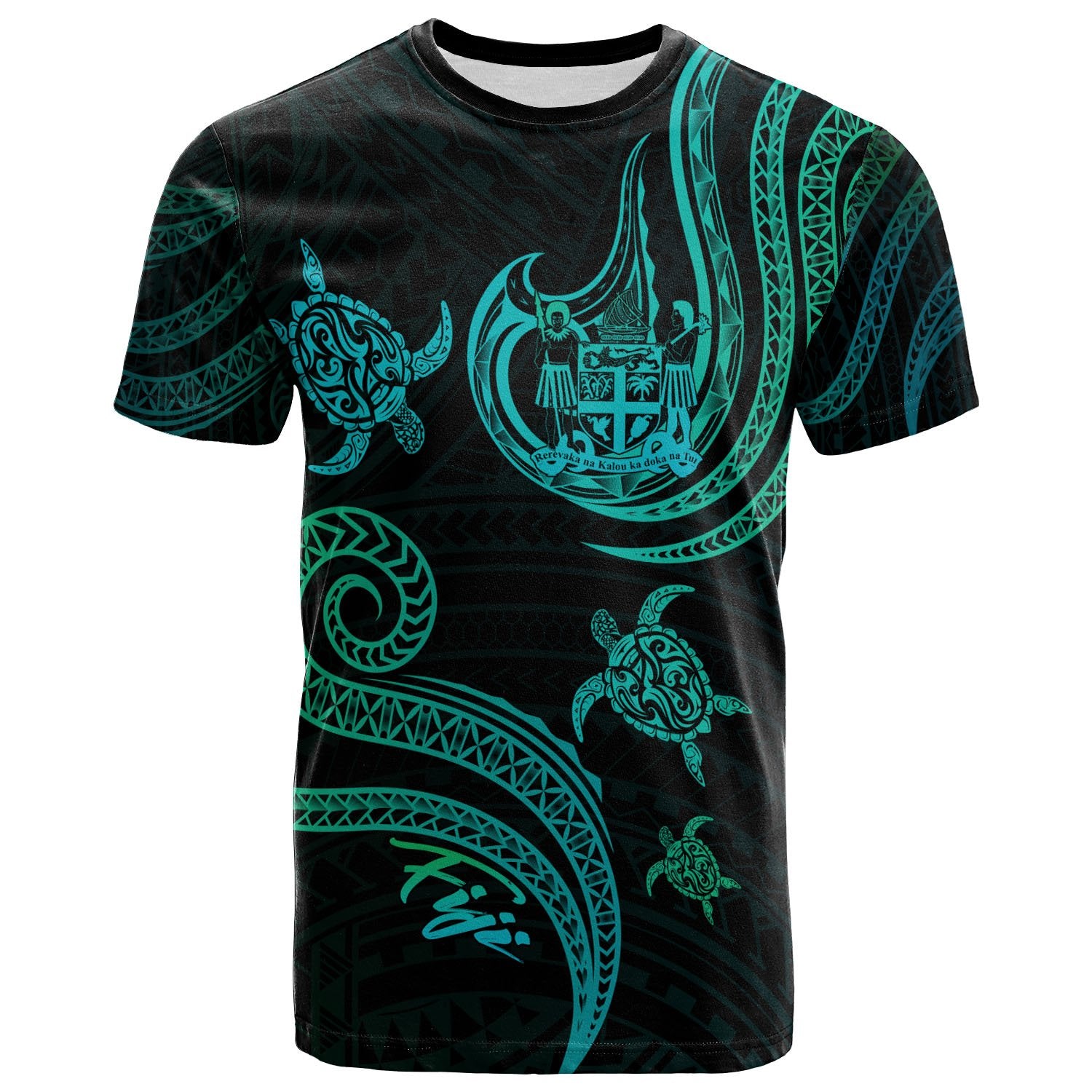 Fiji T Shirt Polynesian Turtle With Pattern Unisex Art - Polynesian Pride