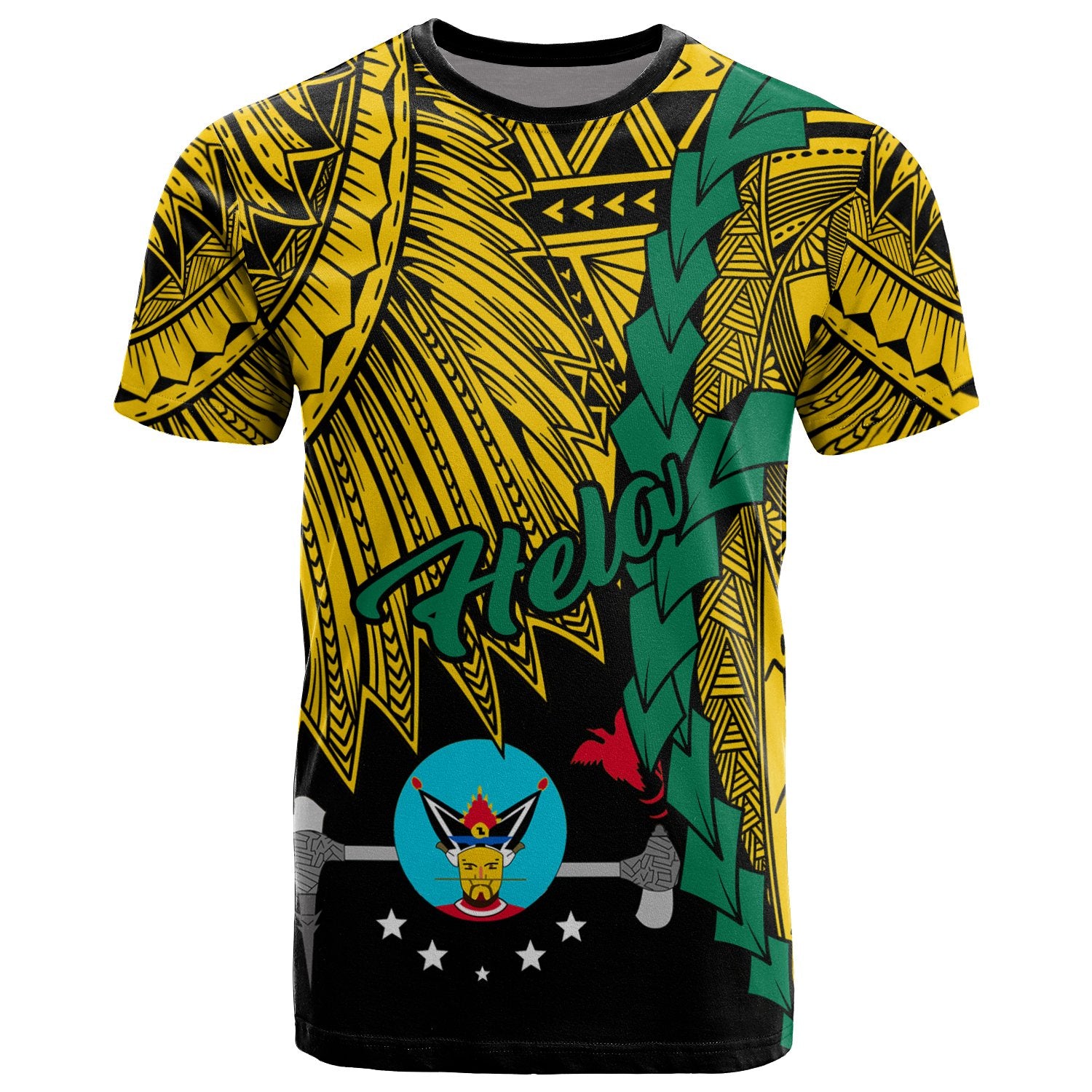 Papua New Guinea Hela Province Polynesian T Shirt Tribal Wave Tattoo Unisex YELLOW - Polynesian Pride