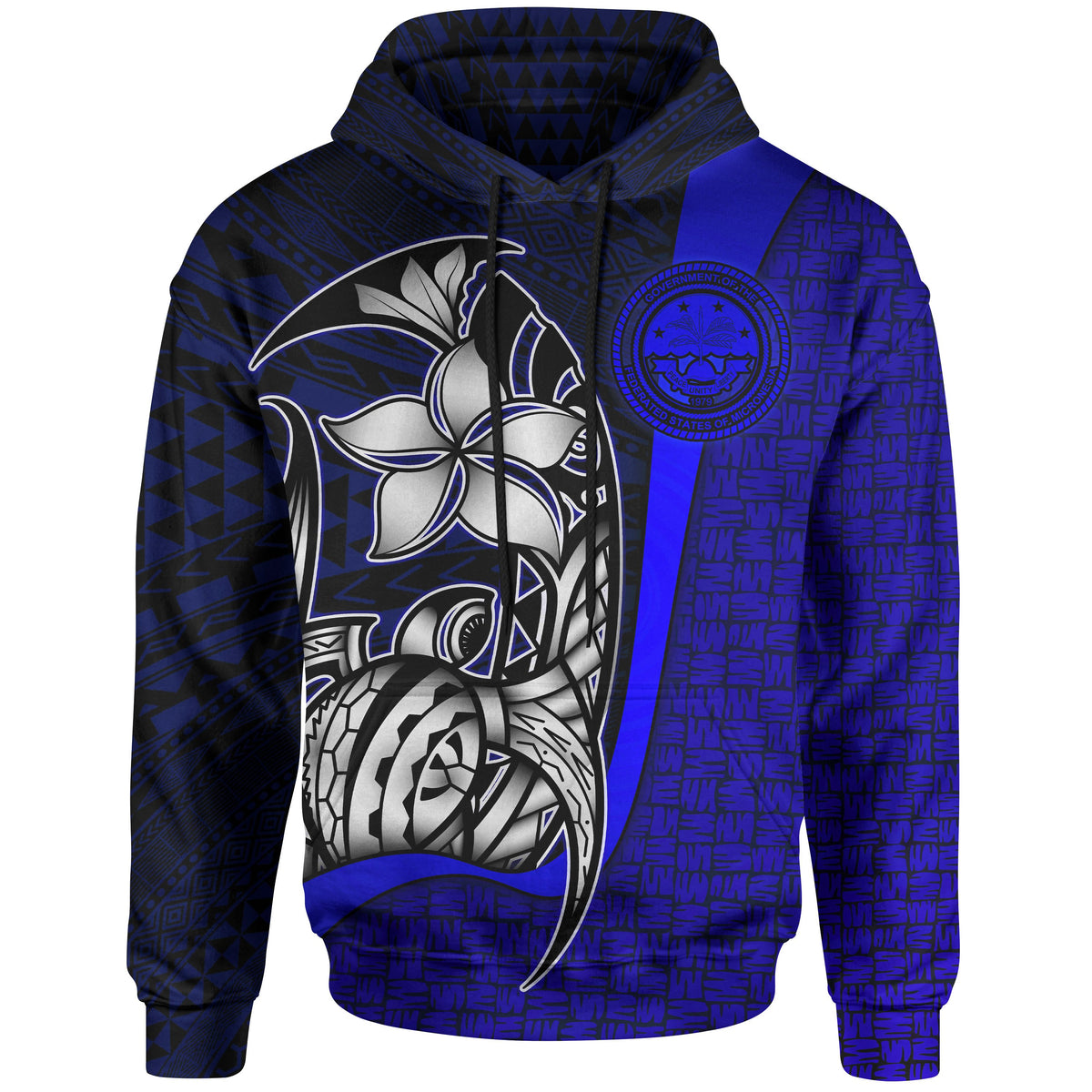 Federated States of Micronesia Hoodie Blue Turtle with Hook Unisex BLUE - Polynesian Pride