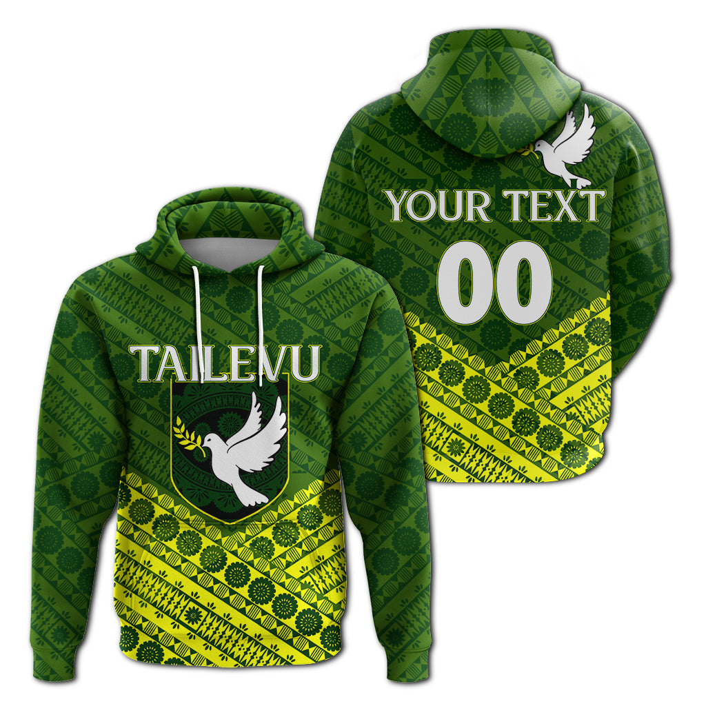 Custom Tailevu Rugby Union Fiji Hoodie Tapa Pattern LT12 Unisex Green - Polynesian Pride