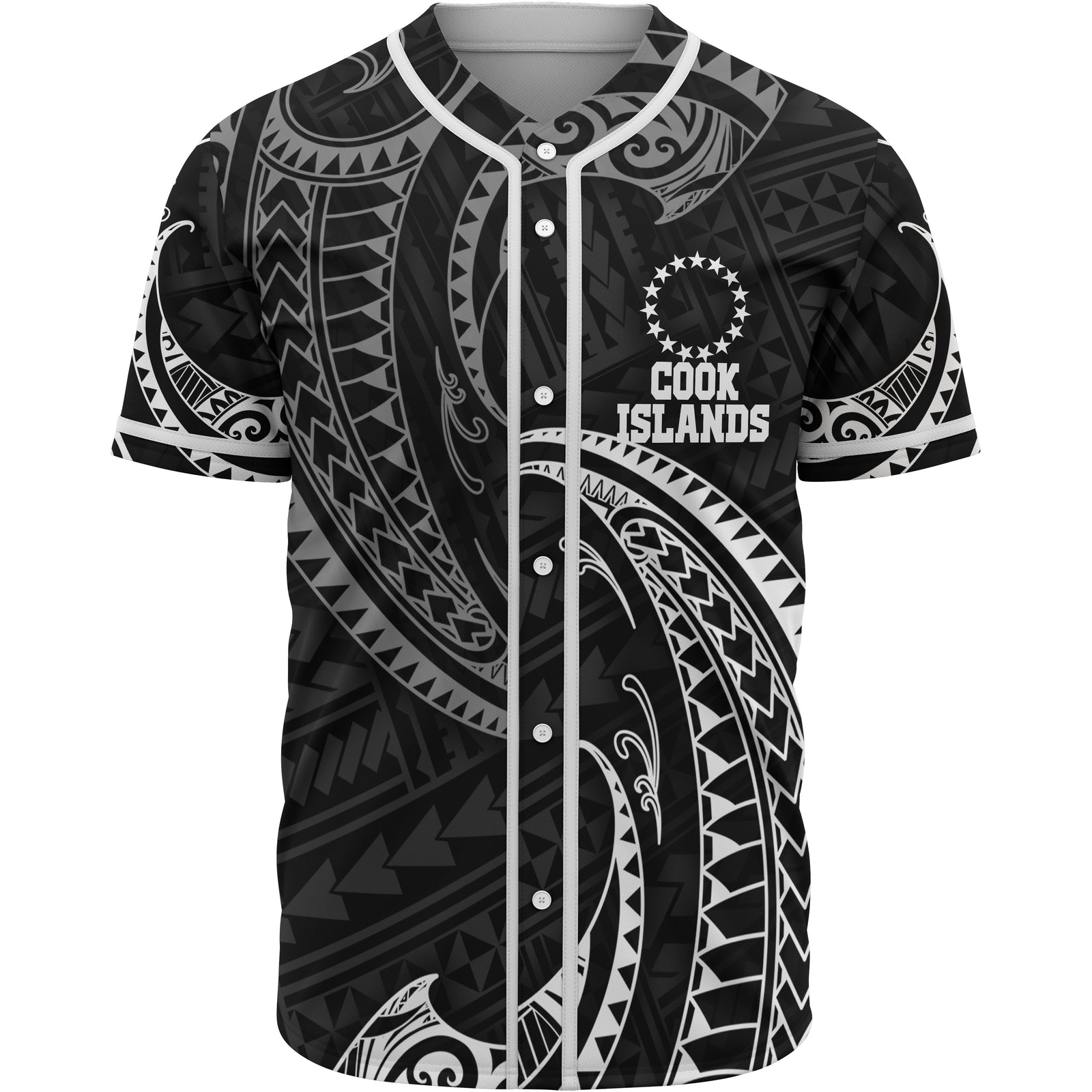 Cook Islands Polynesian Baseball Shirt - White Tribal Wave Unisex White - Polynesian Pride