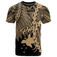 Papua New Guinea Polynesian T Shirt Tribal Wave Tattoo Gold Unisex Gold - Polynesian Pride