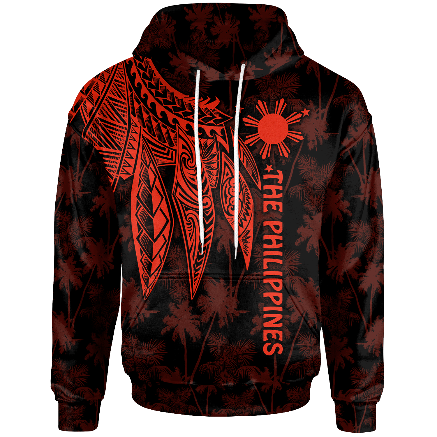 The Philippines Hoodie Polynesian Wings (Red) Unisex Red - Polynesian Pride