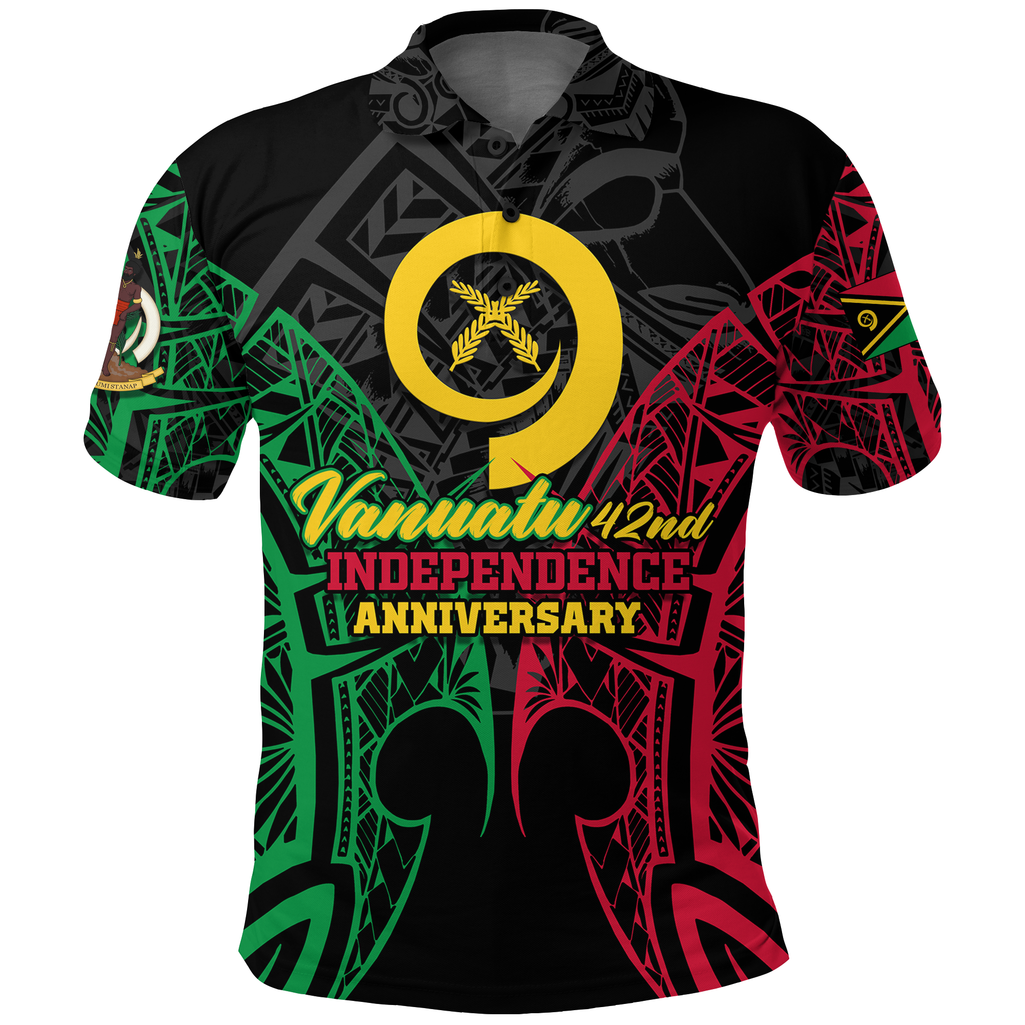 Vanuatu 42nd Independence Anniversary Pride Polo Shirt LT12 Black - Polynesian Pride