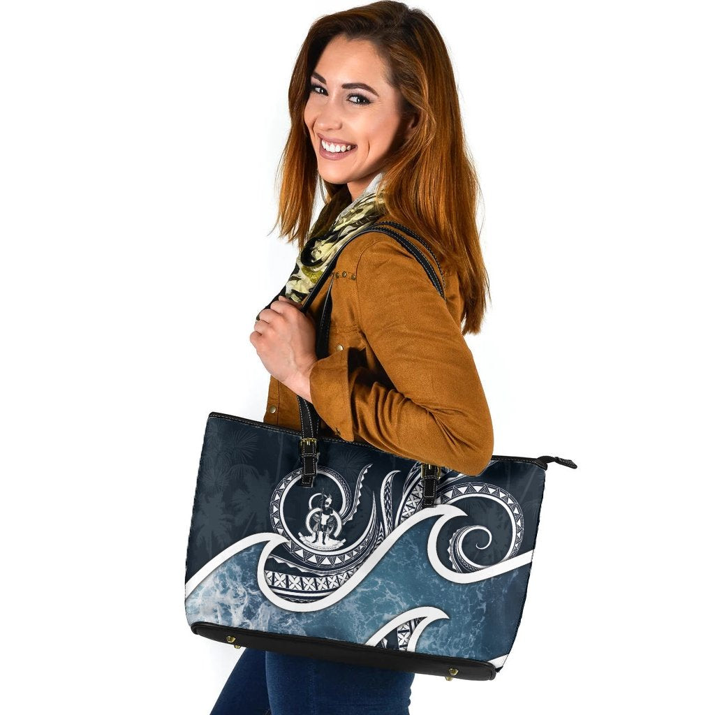 Vanuatu Polynesian Leather Tote Bag - Ocean Style - Polynesian Pride