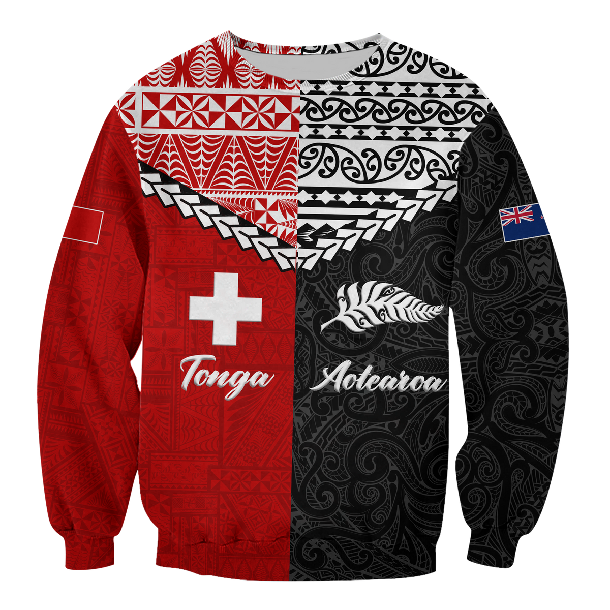Tonga Combine New Zealand Maori Aotearoa Heritage Sweatshirt - LT12 Unisex Red - Polynesian Pride