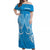 Cook Islands Tongareva Off Shoulder Long Dress - Tribal Pattern - LT12 Long Dress Blue - Polynesian Pride