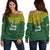 Society Islands Pride Women Off Shoulder Sweater - LT12 Green - Polynesian Pride