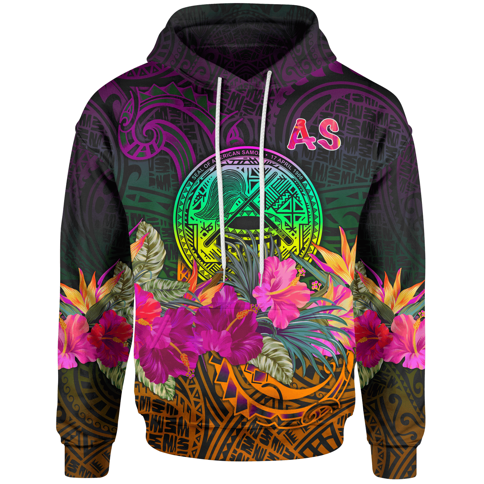 American Samoa Hoodie Summer Hibiscus Unisex Reggae - Polynesian Pride