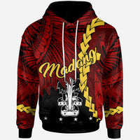 Papua New Guinea Madang Province Polynesian Hoodie Tribal Wave Tattoo Unisex Red - Polynesian Pride