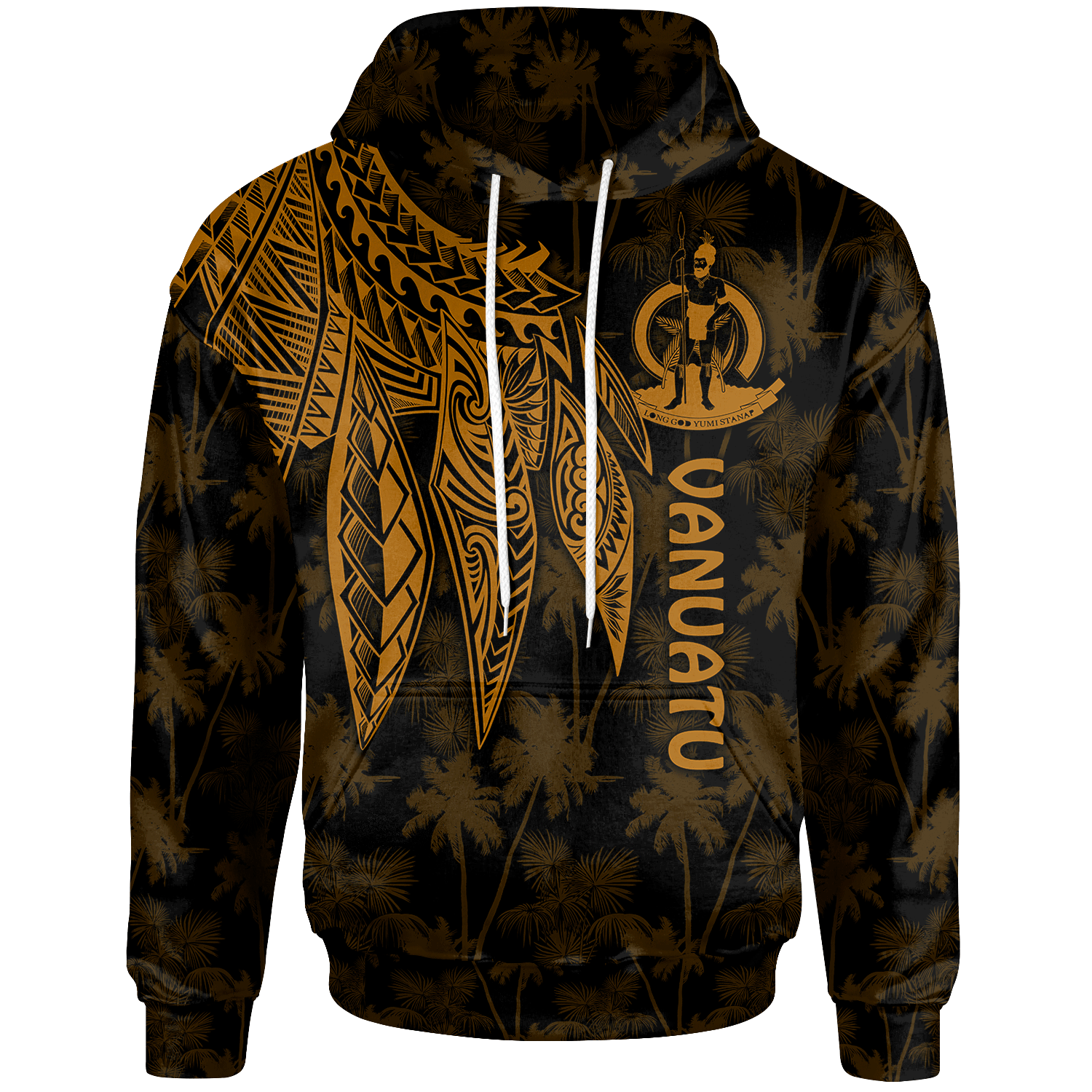 Vanuatu Hoodie Polynesian Wings (Golden) Unisex Golden - Polynesian Pride