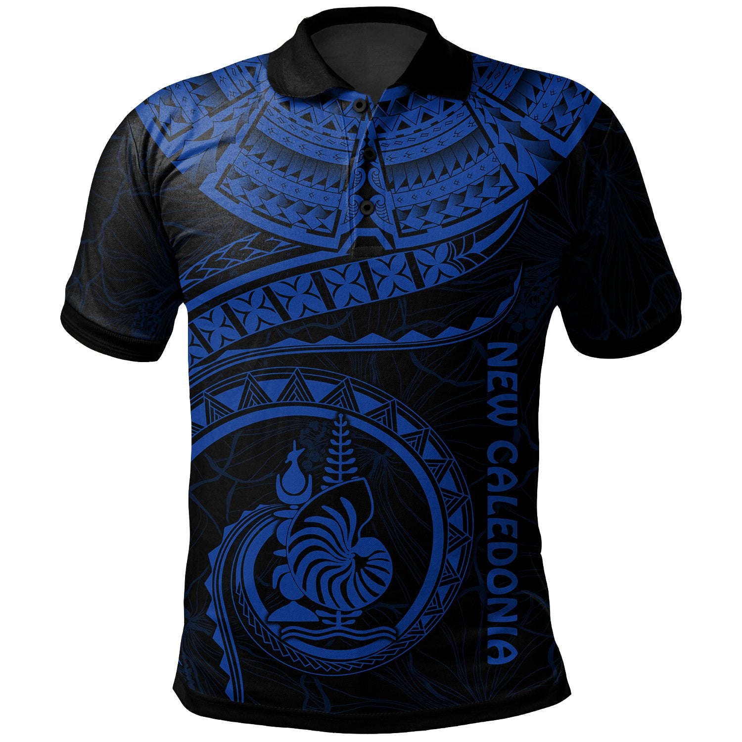 New Caledonia Polynesian Polo Shirt Polynesian Waves (Blue) Unisex Blue - Polynesian Pride