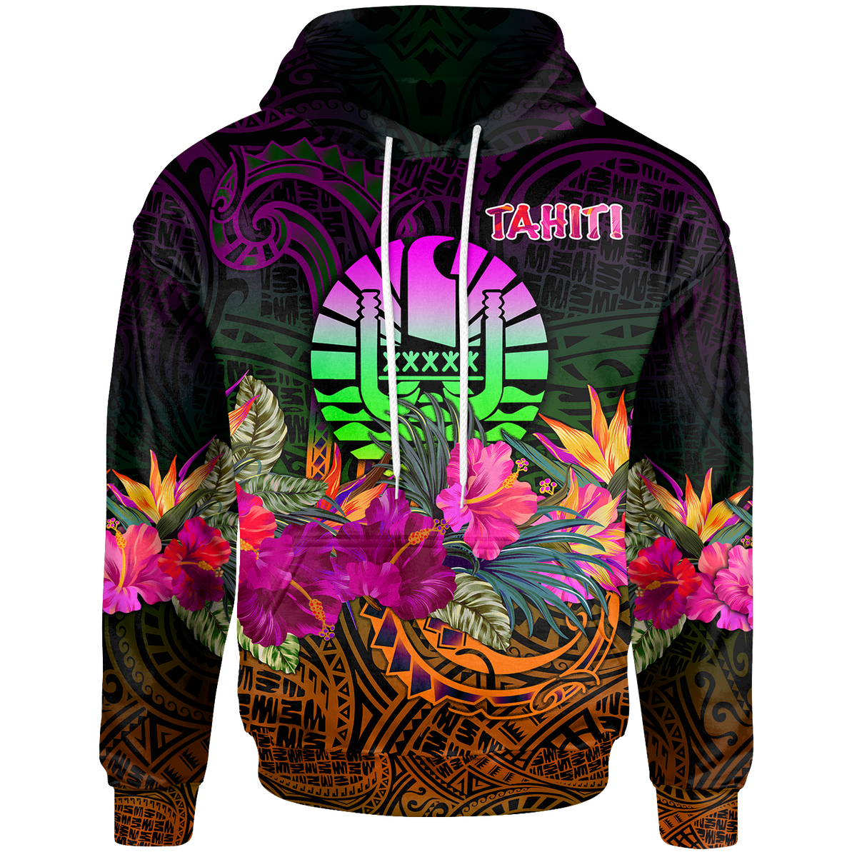 Tahiti Polynesian Hoodie Summer Hibiscus Unisex Reggae - Polynesian Pride