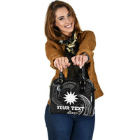 Nauru Polynesian Custom Personalised Shoulder Handbag - White Tribal Wave - Polynesian Pride