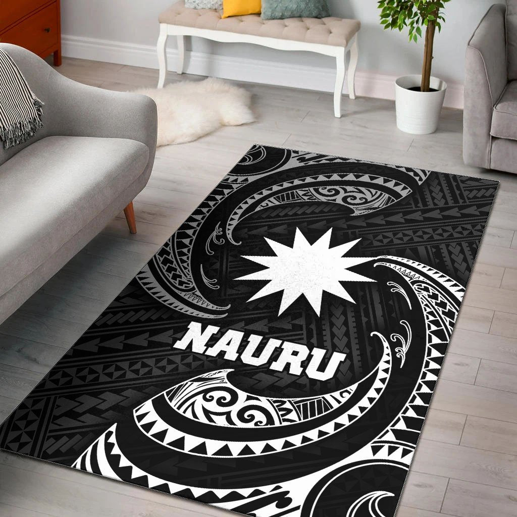 Nauru Polynesian Area Rug - White Tribal Wave White - Polynesian Pride