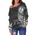 Fiji Rugby Bati Tapa Pattern Women Off Shoulder Sweater - LT2 - Polynesian Pride