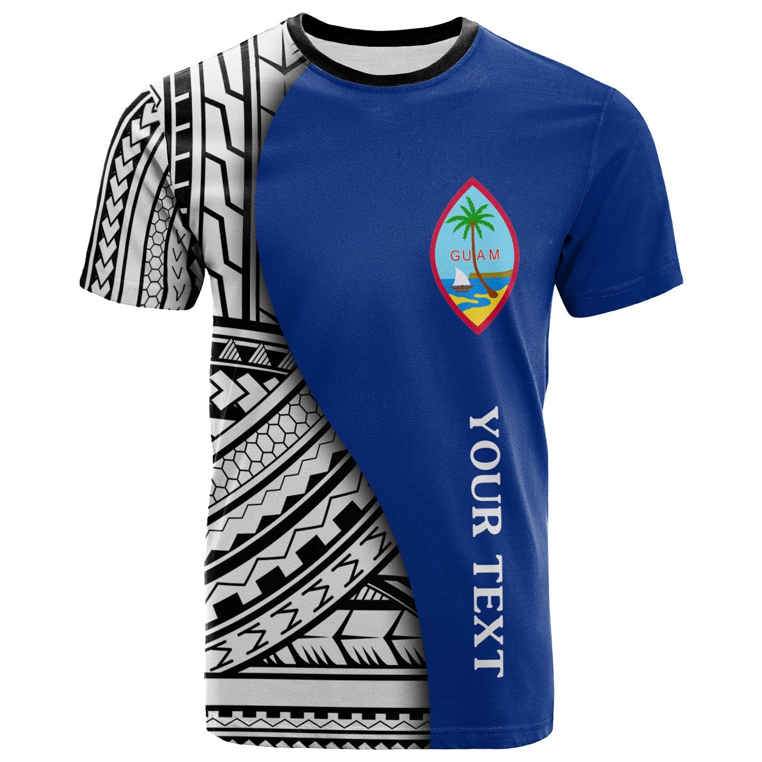 Guam Custom T Shirt Coat of Arm and Polynesian Patterns Unisex Blue - Polynesian Pride