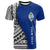 Guam Custom T Shirt Coat of Arm and Polynesian Patterns Unisex Blue - Polynesian Pride
